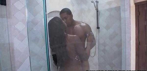  Naughty black teen gets aroused looking at her stepdad in the shower